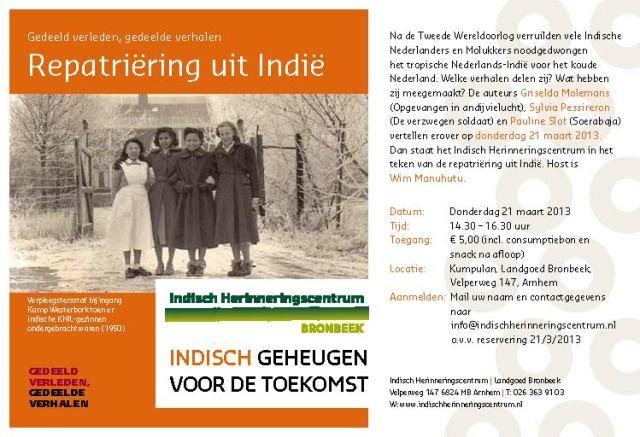 Flyer Repatriëring uit Indië
