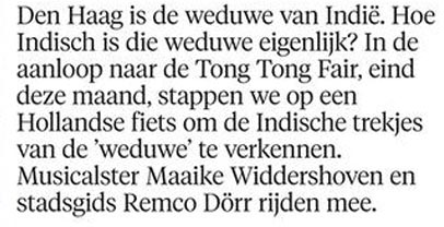 Maaike Widdershoven doet Indisch Den Haag ...